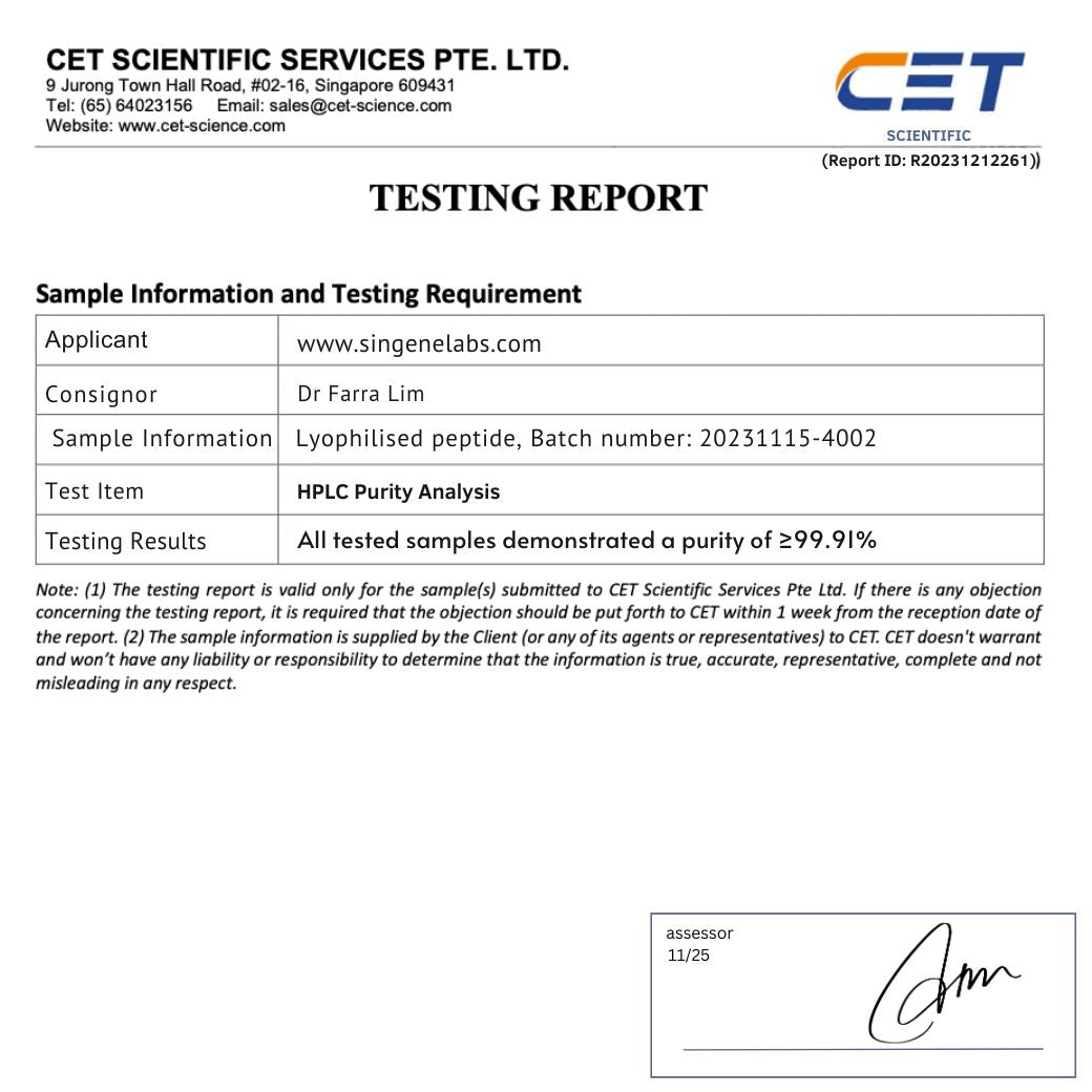Independent HPLC and COA report from external lab